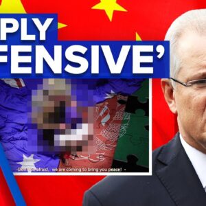 Chinese government posts fake disturbing image of ADF | 9 News Australia