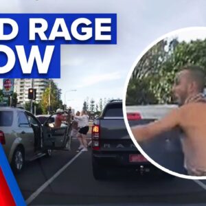 Dash cam captures amusing road rage attack | 9 News Australia