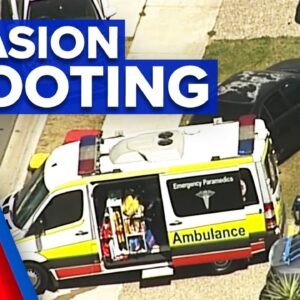 Woman shot in front of children during home invasion | 9 News Australia