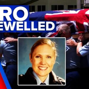 Emotional goodbye for senior constable who tragically drowned | 9 News Australia