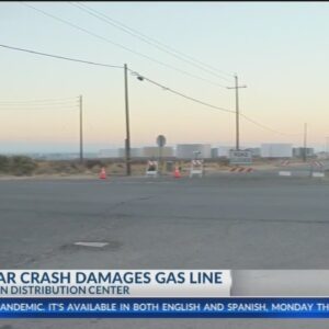 Single car crash damages gas line near Amazon Distribution Center