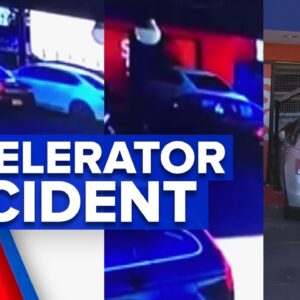 CCTV captures moment car slams into shop front | 9 News Australia
