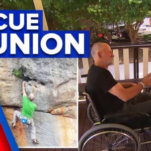 Senior rock climber reunites with paramedic after falling from cliff | 9 News Australia